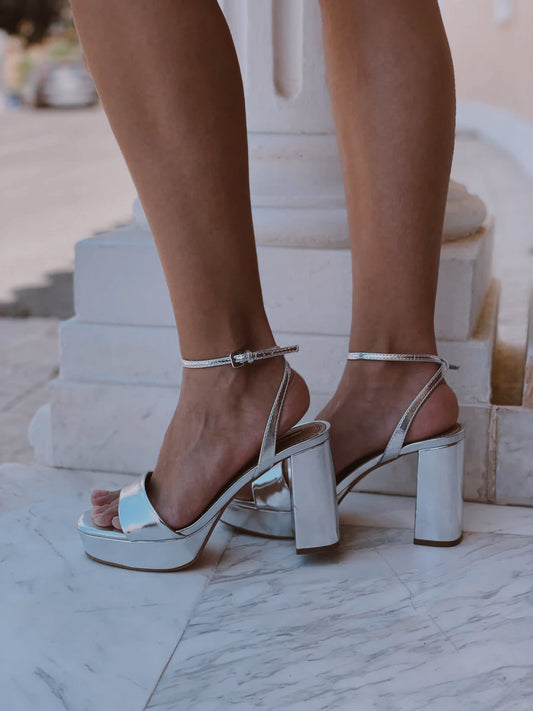 Sandalia tacon plataforma Silver