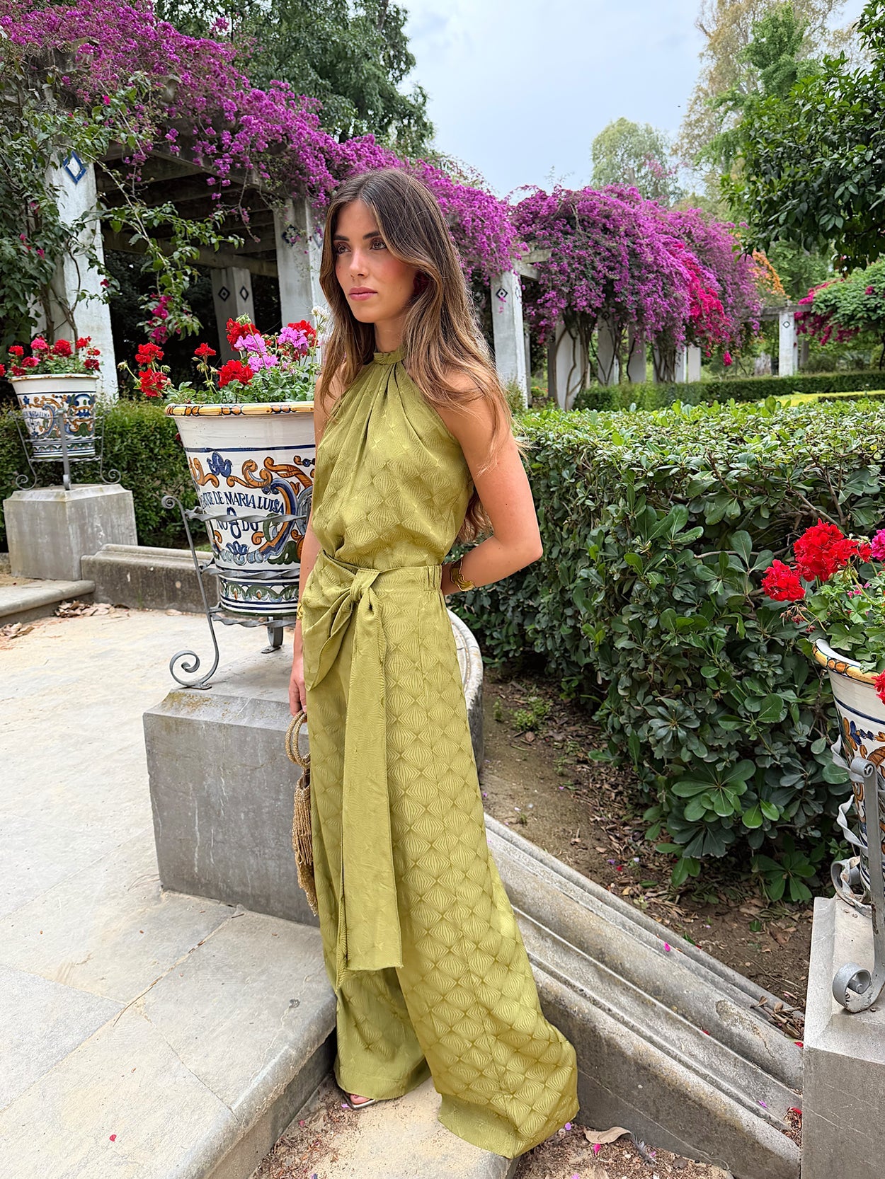 Conjunto jacquard Dalia oliva